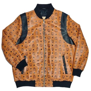 MCM Leather Jacket Mens MCM Biker Racing Leather Jacket Handmade Mcm Brown Streetwear Racing Leather Jacket Mcm Clothing For Mens Best Gift