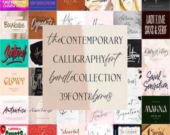 The Contemporary Calligraphy Font Bundle, Handwritten Font, Script Font, Cricut Font, Handwritten font, Calligraphy New fonts, Wedding Font