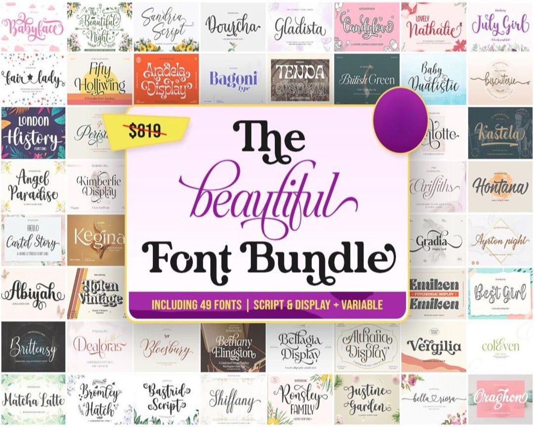 The Beautiful Font Bundle, Premium Font Bundle for Creators & Designers ...