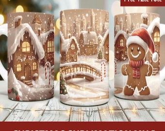 Christmas Mug Wrap Design Gingerbread PNG | Gingerbread Man Mug Wrap | Holiday Mug Sublimation | Christmas Cup Wrap | 11oz 120z 15oz PNG