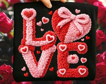 Kunstgaren haak liefde Valentijnsdag png, liefde png, trendy valentijn png, retro valentijn png, nepgaren valentijnskaart png, cadeau voor geliefde