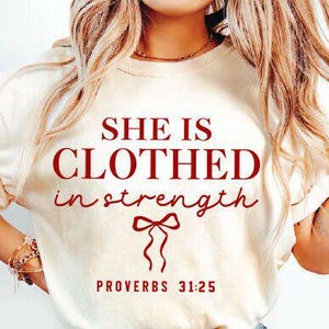 She is Clothed in Strength Svg Png, Proverbs 31:25, inspirational Scripture Hoodie, Trendy Jesus PNG SVG Christian Shirt,Sublimation Graphic