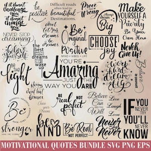 Citas motivacionales (Png), paquete, citas inspiradoras, pegatinas imprimibles, afirmaciones positivas, amor propio (Svg), salud mental (Svg), emocional
