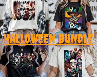 Spooky Halloween Character PNG Bundle: Halloween Horror Anime Png File, Scary Movie Horror Graphics, Scary Movie Characters T-Shirt Design,