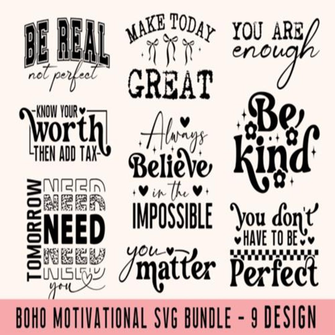 Boho Motivational Quotes Svg Bundle PNG, Inspirational Quotes Png ...