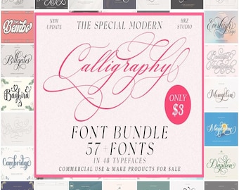 Paquete especial de fuentes de caligrafía moderna, paquete de fuentes para bodas, fuente manuscrita, fuente script, fuente Cricut, marca, Cricut y Procreate.
