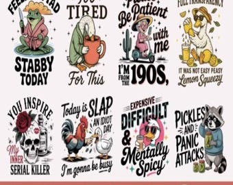 Funny Sarcastic Quotes PNG Bundle: Sassy Designs, Funny Qoutes Tshirt Png, Sarcasm Png,Adault Humor,Funny Animal Saying Png,Digital Download