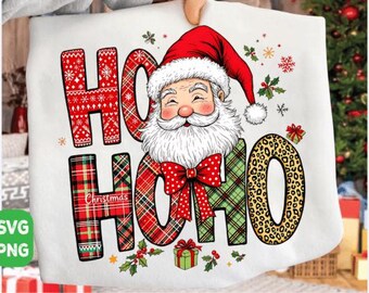 Coquette Santa Ho Ho Ho Christmas Png, Retro Christmas Bow SVG, Preppy Holiday Sublimation,Merry Christmas Png,Retro Holidays Png,Winter Png