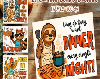 Funny Kitchen Cutting Board Designs: Sarcastic PNG Bundle, Kitchen Towel Sublimation Bundle,Cute Animals Kitchen Sayings,Funny Kitchen Towel