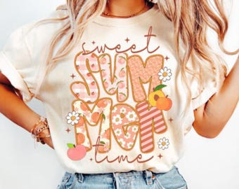 Sweet Summer Time PNG: Fun T-Shirt Design, Coquette Summer Png, Summer Checkered Png, Beach Png, Preppy Summer Png, Digital Download,