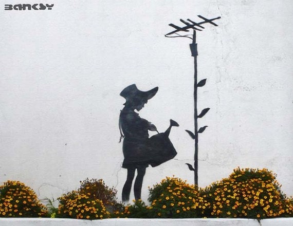 Banksy Art Print Watering Can Multiple Paper Sizes Etsy