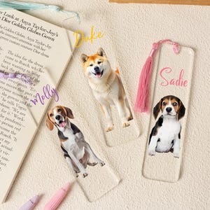 Pet Portrait Bookmark, Personalized Pet Photo Acrylic Bookmark, Dog Gift, Fun Bookmarks,  Pet Memorial Gift, Book Lover Gift, Pet Loss Gift