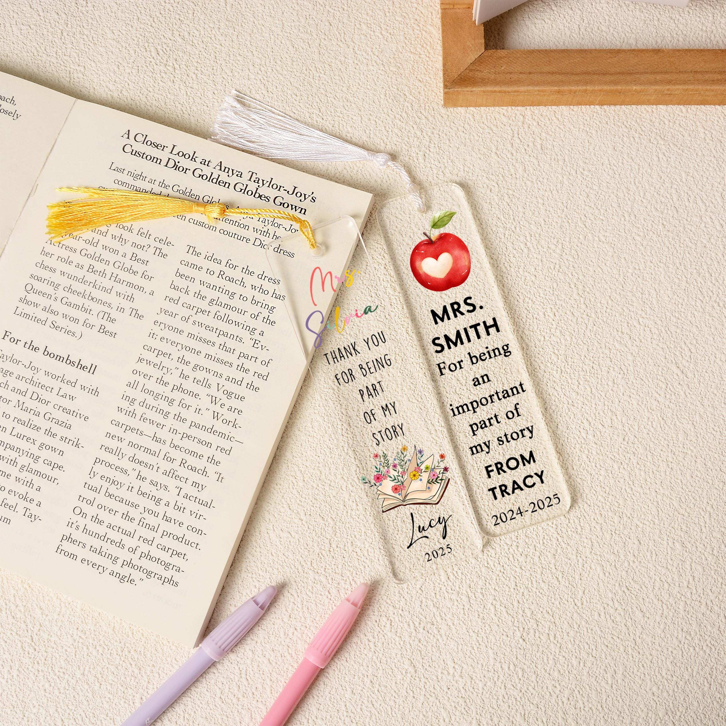 Personalized Teacher Appreciation Bookmark,thank You Gifts for Teacher ...