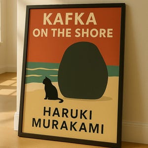 Kafka on the Shore, Haruki Murakami Art, Literary Wall Art, Vintage Book Cover, Minimalist Fine Art, Home Decor Print