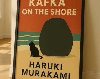 Kafka on the Shore, Haruki Murakami Art, Literary Wall Art, Vintage Book Cover, Minimalist Fine Art, Home Decor Print