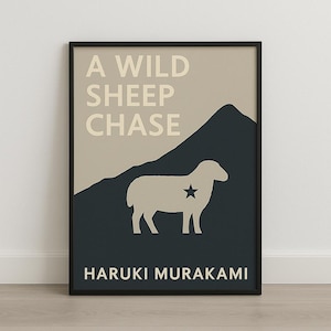 A Wild Sheep Chase, Haruki Murakami Art, Literary Wall Art, Vintage Book Cover, Minimalist Fine Art, Home Decor Print
