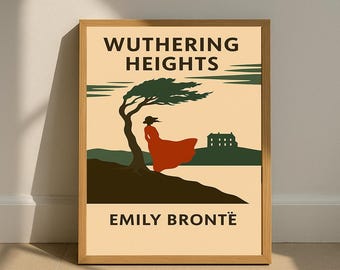 Wuthering Heights Poster, Book Cover, Poster, Emily Bronte, Book Lover Prints, English Literature, Wall Art, Minimalist Design, Home Decor