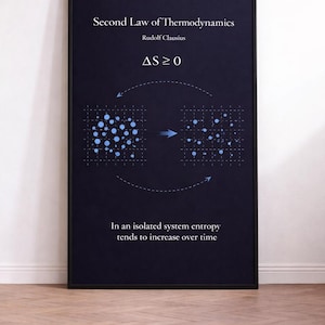 Physics Science Equation Print – Second Law of Thermodynamics (Entropy) Minimalist Wall Art