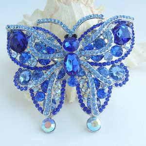 3.7 Inch Unique Insect Butterfly Brooch Pin Pendant Rhinestone Crystals ET04921M