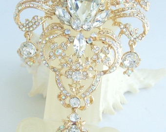 Broszka ślubna w kształcie łezki 5,1 cala, wisiorek, bukiet ślubny, kryształy austriackie, biżuteria na studniówkę ET04042M