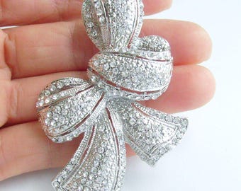 Broszka z kokardą 2,8 cala, austriacka biżuteria kryształowa ET05813M