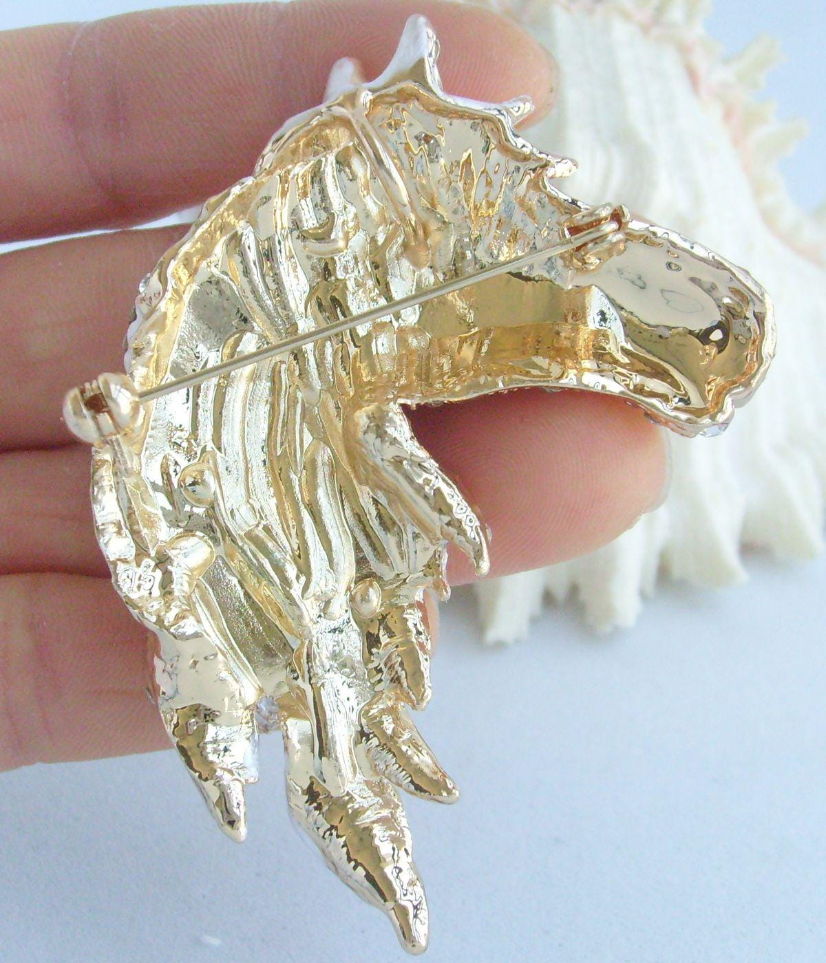 2.8 Inch Unique Animal Horse Brooch Pin Pendant Rhinestone
