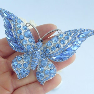 3.7 Inch Pretty Insect Butterfly Brooch Pin Pendant Rhinestone Crystals ET04538M