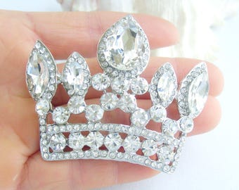 2.6 Inch Classical Crown Brooch Pin Pendant Austrian Crystals Bridal Wedding Prom Jewelry ET05050M