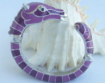 2.4 Inch Diameter Unique Animal Enamel Horse Bangle Bracelet Clear Rhinestone Crystals BCL091
