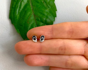 Tiny Stud Earrings Sterling Silver Ear Earrings, Funny Mom Gift, Audiology Gifts, ENT Doctor Gift, Oddities Jewelry, Anatomy Jewelry, Best