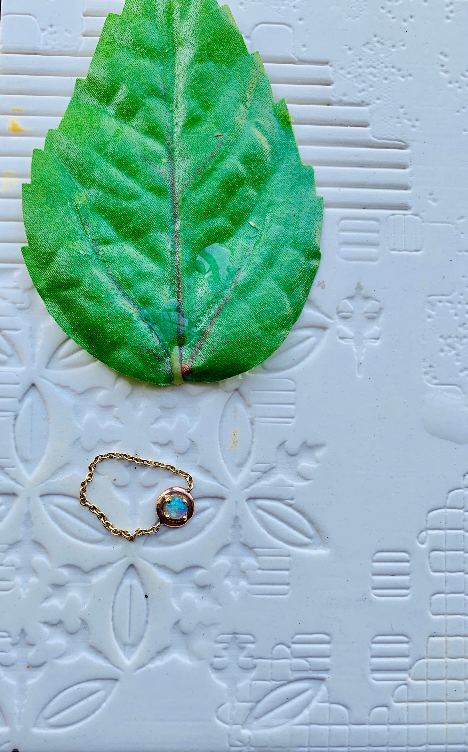 Opal Chain Ring 14K Gold Genuine Australian Opal Ring Gifts | Etsy