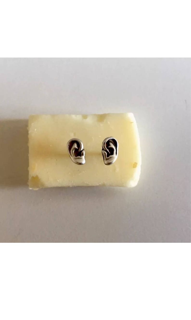 Tiny Stud Earrings Sterling Silver Ear Earrings, Funny Mom Gift, Audiology Gifts, ENT Doctor Gift, Oddities Jewelry, Anatomy Jewelry, Best image 5