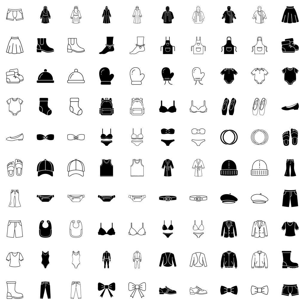 Clothing Icons SVG Bundle – Apparel, Footwear Vector Pack - Etsy