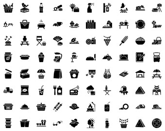 Paquete de iconos de picnic y camping / Clipart de barbacoa de verano (descarga digital)