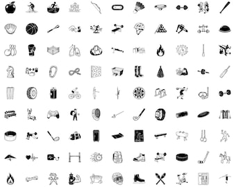Fitness Icons SVG Bundle: 227 Hand-Drawn Sport Doodles (Digital Download)
