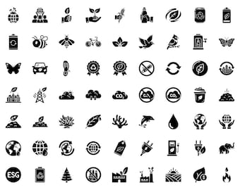 Eco & Sustainability Icons SVG Bundle | Environmental Graphics (Digital Download)
