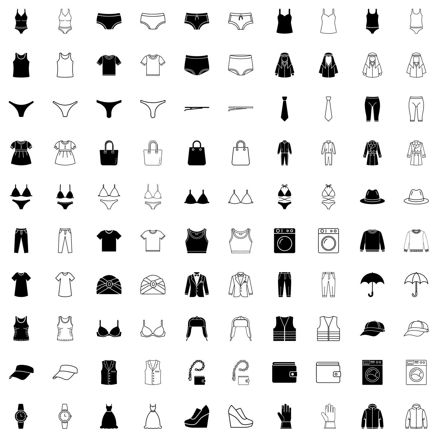 Clothing Icons SVG Bundle – Apparel, Footwear Vector Pack - Etsy