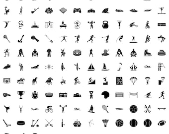 Sports Icons SVG-bundel: zwarte silhouetten voor digitaal ontwerp (120 bestanden)