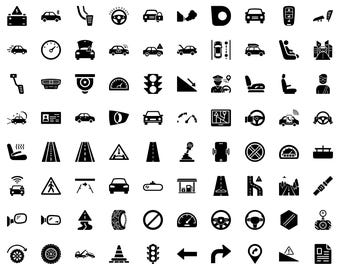 Automotive SVG Icon Pack: 80+ Car Dashboard & Driving Symbols