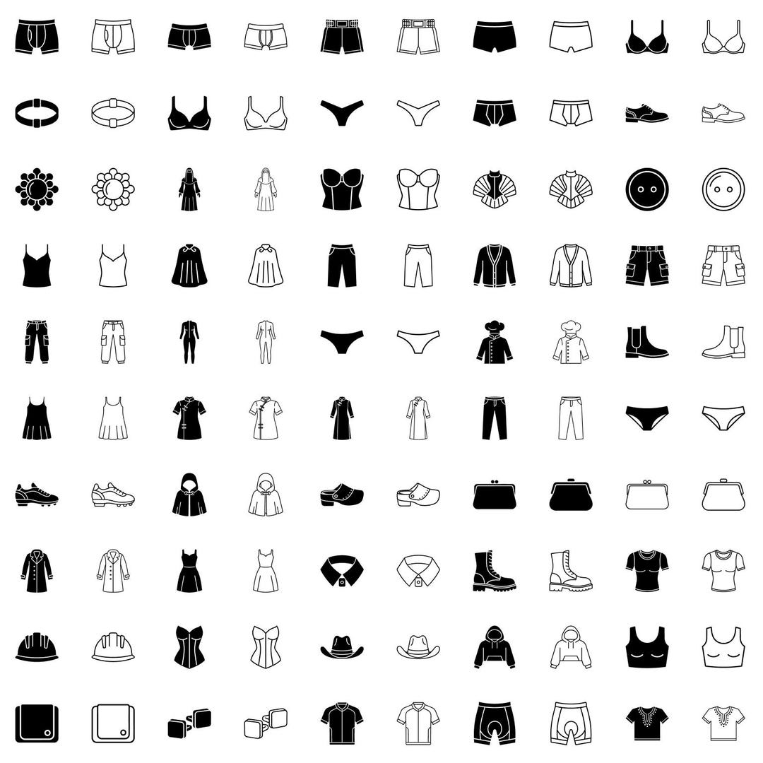Clothing Icons SVG Bundle – Apparel, Footwear Vector Pack - Etsy