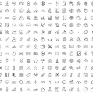 Minimal Line Art Icon SVG Bundle: Business, Travel, UI (Digital Download)