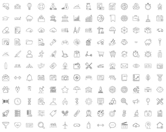 Minimal Line Art Icon SVG Bundle: Business, Travel, UI (Digital Download)