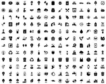 Eco Sustainability Icons Pack: 212 Green Energy, Recycling, Zero Waste (PNG, JPG, SVG)
