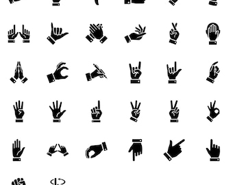 Hand Gesture Icons SVG Bundle: Vector Files for Cricut & Silhouette (Digital Download)