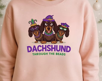 Camiseta de Mardi Gras con perro salchicha / Gráfico divertido de cuentas de perro (archivo digital PNG JPG)