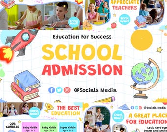 Editable School Admission Flyer Template: Private School Marketing (Photoshop & AI Files, PNG Images)