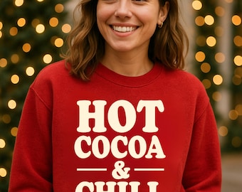 Diseño de frase "Chocolate caliente y frío" / Imprimible para vacaciones de invierno (Descarga digital)