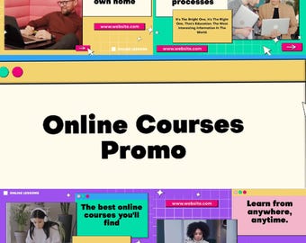 Plantilla de presentación de curso en línea: diapositivas promocionales editables (archivos PDF, AI, PNG y Photoshop)