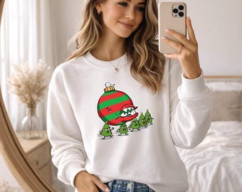 Estampado divertido de camiseta navideña / Árbol de Navidad enojado / Diseño de dibujos animados navideños / Gráfico imprimible digital PNG y JPG para decoración de camisetas