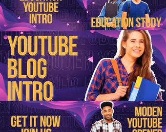 Education YouTube Intro Template: Animated Video Opener (Photoshop & AI Files)